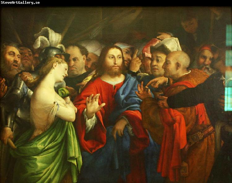 Lorenzo Lotto The adulterous woman.